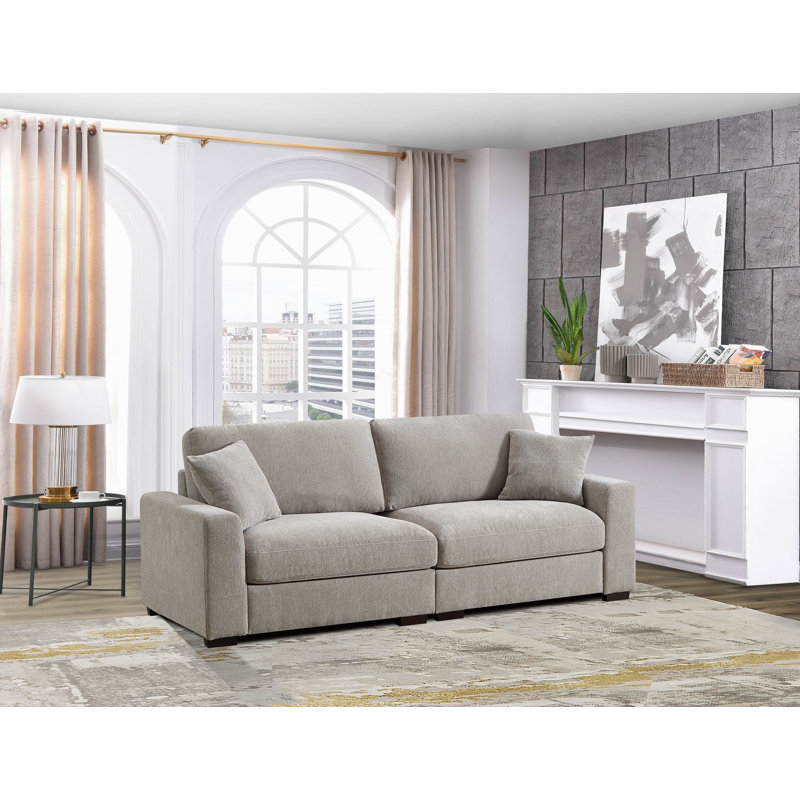 Ahaana 91'' Upholstered Sofa, Light Gray Polyester Blend