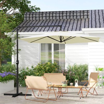 Cantilever Umbrella 9.5Ft, Protected Canopy, For Backyard And Pool, Beige 9.5Ft Patio Shade - Windproof Design Garden