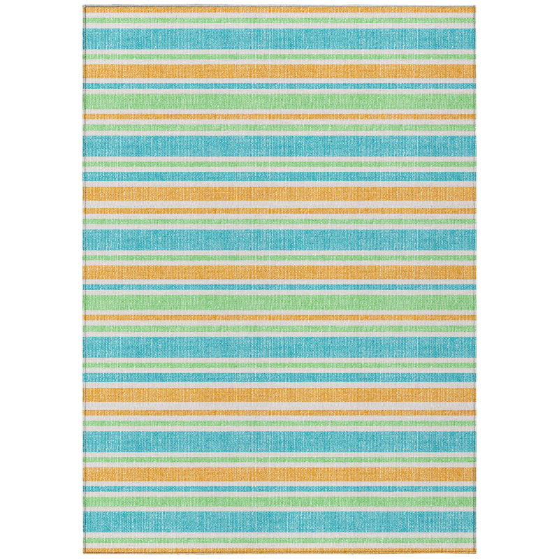 Tapis extérieur lavable antidérapant à rayures bleu sarcelle 5 pi x 8 pi