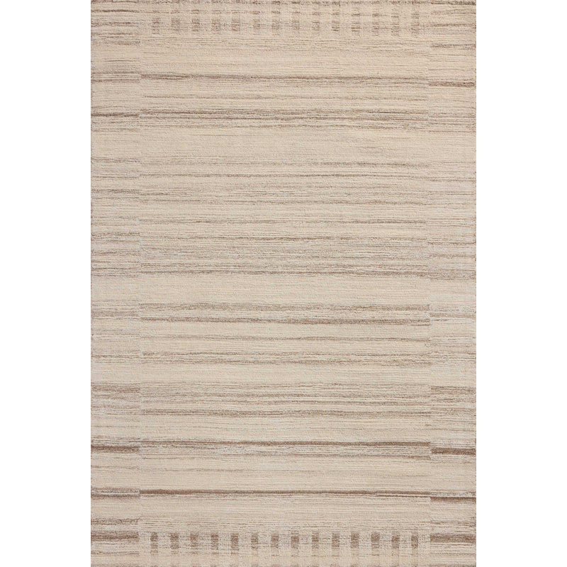 Natural Oatmeal Hand-Tufted Wool Rectangular Rug 2'3" x 3'9"