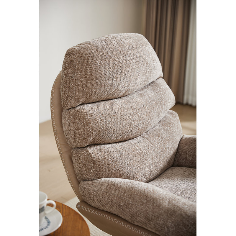Alcuin Slipcovered Swivel Accent Chair with Footstool