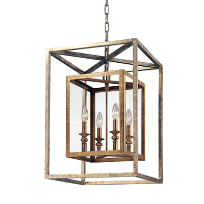 Lustre carré / rectangulaire à 4 lumières de style bougie Morgan
