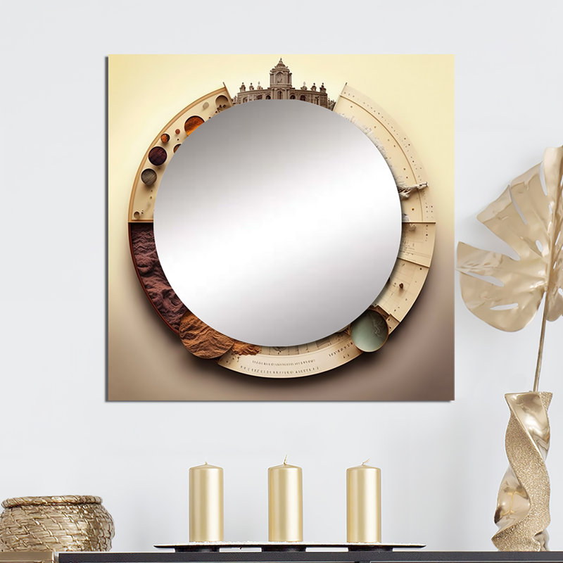 Demaine - Abstract Spirals Square Living Room Wall Mirror Art, 29" x 29"