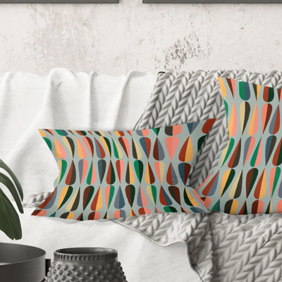 Retro Abstract Drops - Mid-Century ModernPrinted Throw Pillow