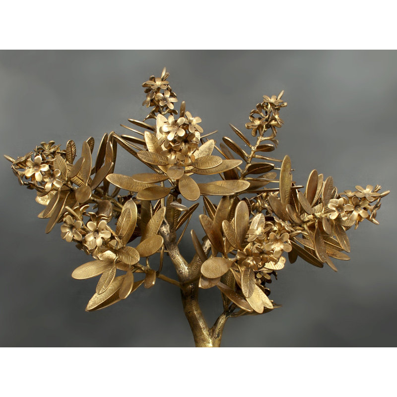 Laiton authentique arbre à fleurs avec papillons