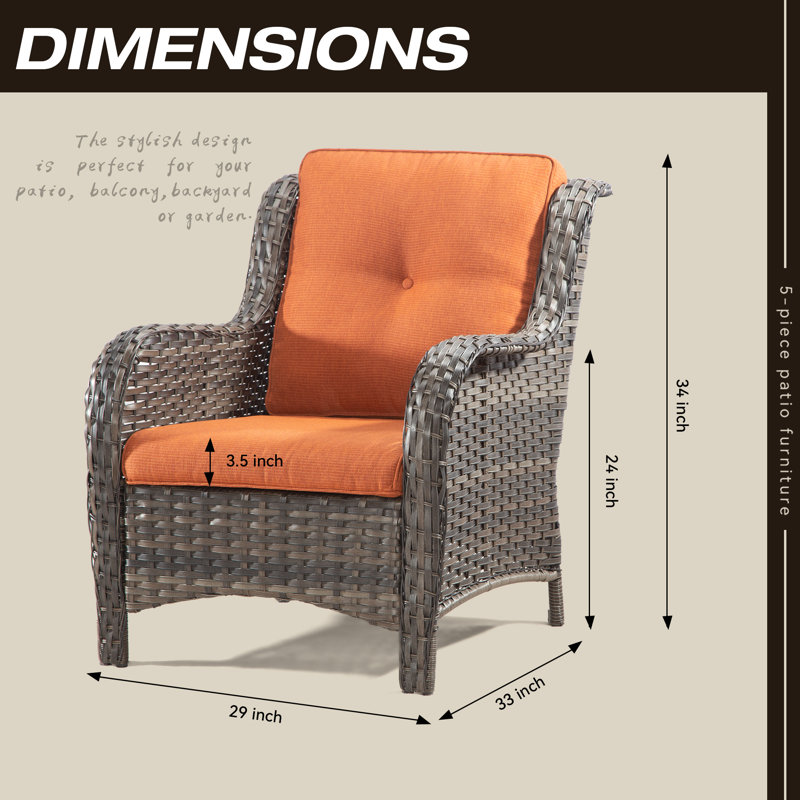 Anahit Wicker Outdoor Lounge Chair, Orange