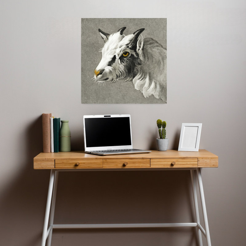 Tête de chèvre, art mural rétro rétro classique, H 18 po x l 18 po