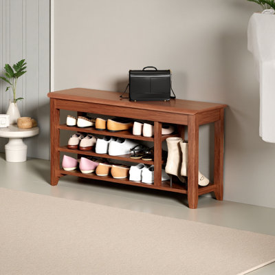 100% Solid Wood Front Door Shoe Rack, Closet Solid Wood Shoe Bench, Load-Bearing 550 Pounds, Entryway, Hallway, Hallway Shoe Rack With Space For Boots