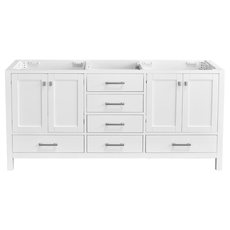 Meuble-lavabo autoportant moderne en bois massif 72 po avec lavabo double 72 po - Meuble de rangement spacieux
