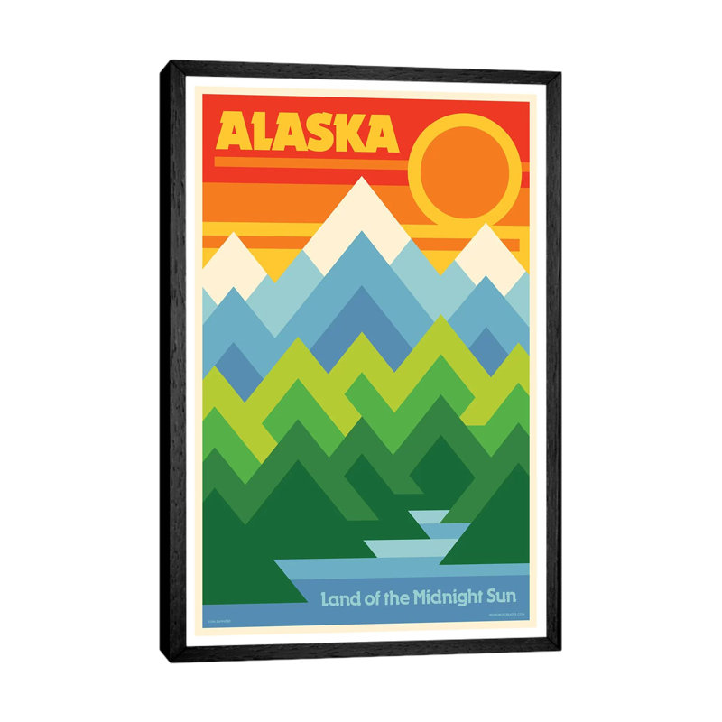 Alaska Retro Travel by Jim Zahniser - Print on Canvas, Black Framed, 66.04cm H x 45.72cm W x 3.81cm D