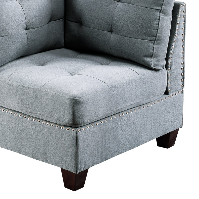 Modular - 2Pc Gray Linen-Like Chair, 32"X32"X35" H, With Wood Frame Arrangement In Gray, Fabric Selected