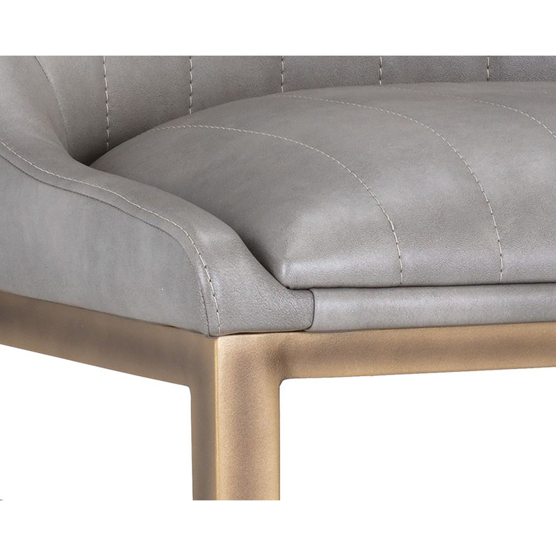Halden Upholstered Stool with Metal Frame, Counter Stool (26" Seat Height), Gray Seat/ Antique Brown Frame
