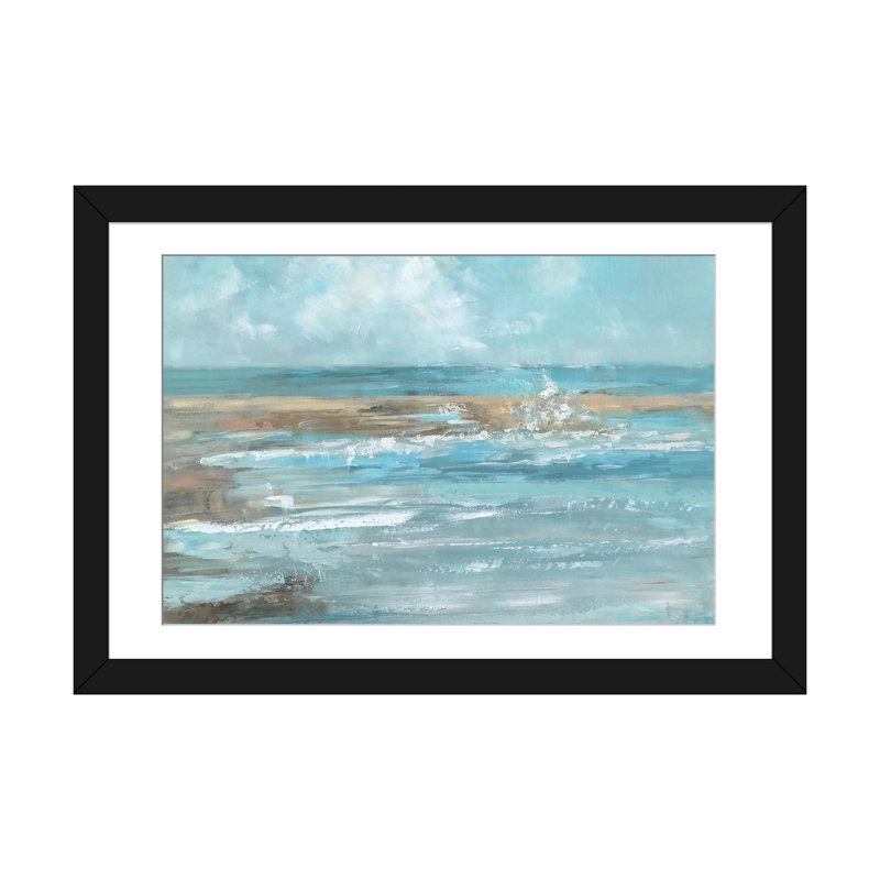 «Breaking Waves», impression sur toile, Papier d'art encadré noir, Blanc, H 16 po x l 24 po x P 1 po