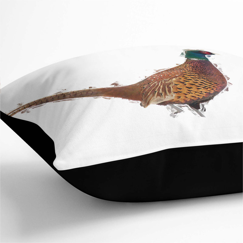 Pheasant Bird in Winter Cushion with Filling, Black, 55cm H x 55cm W x 20cm D