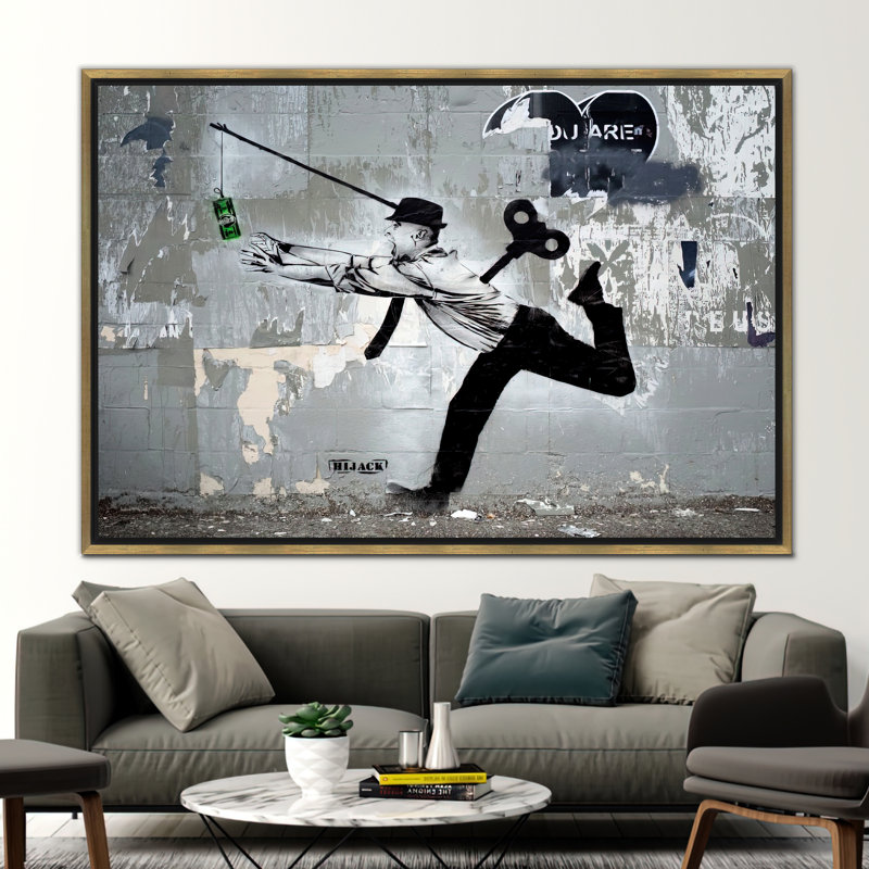 Hijack Graffiti, reproduction d'art sur toile - affiche imprimée sur le thème de l'argent moderne, H 45 po x l 81 po, Doré