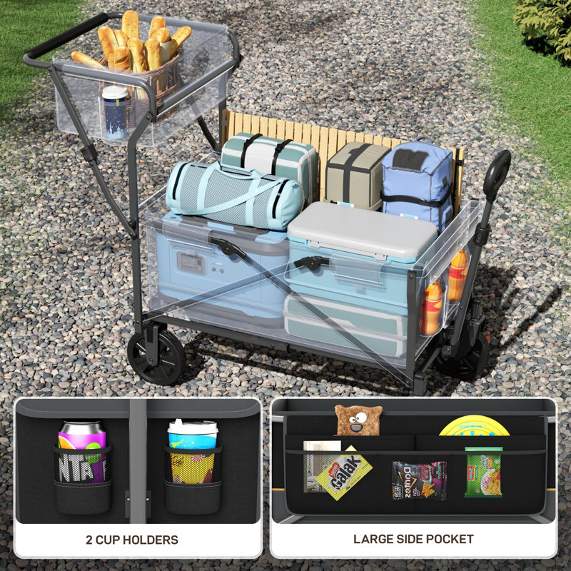 30cm H x 84cm W Utility Cart with Wheels, Black