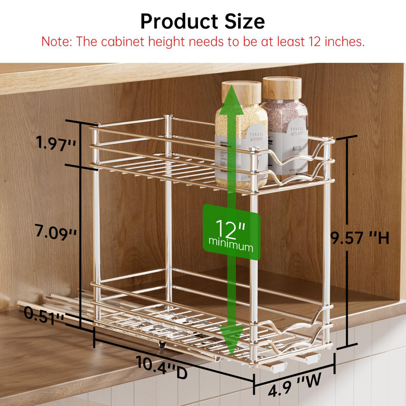 Pull Out Spice Rack Organizer For Inside Cabinet, Slide Out Chrome Spice Organization For Cabinet, Easy To Install Seasoning Organizer For Kitchen Organizers And Storage
