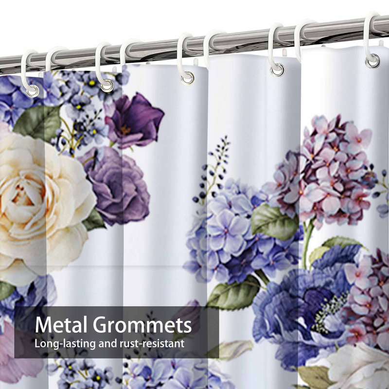 Aquarelle florale transparente avec pivoines et 12 crochets, L 72 po x l 72 po