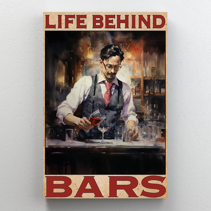 Lijanne Bartender Life Behind Bars On Canvas Print, H 36 po x l 24 po x P 1,25 po