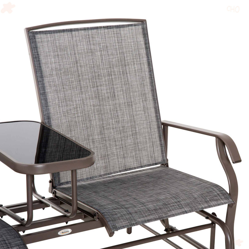 Banc d'extérieur avec table centrale Outsunny, Gris