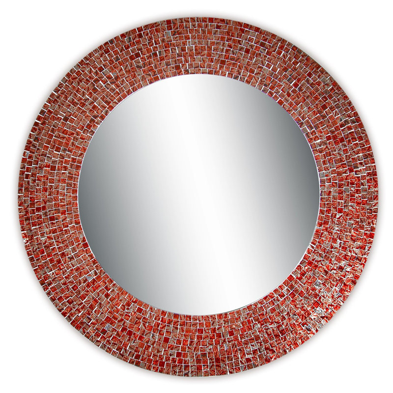 Gelantipy Glass Round Mirror, Red