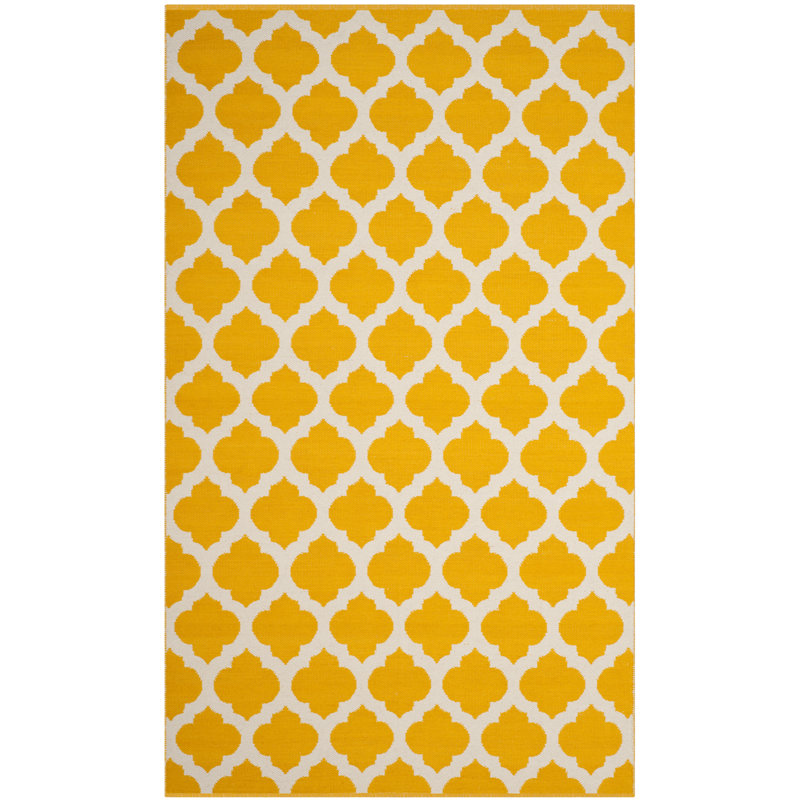 Tapis géométrique en coton tissé à la main Romona, Rectangle 5 pi x 8 pi