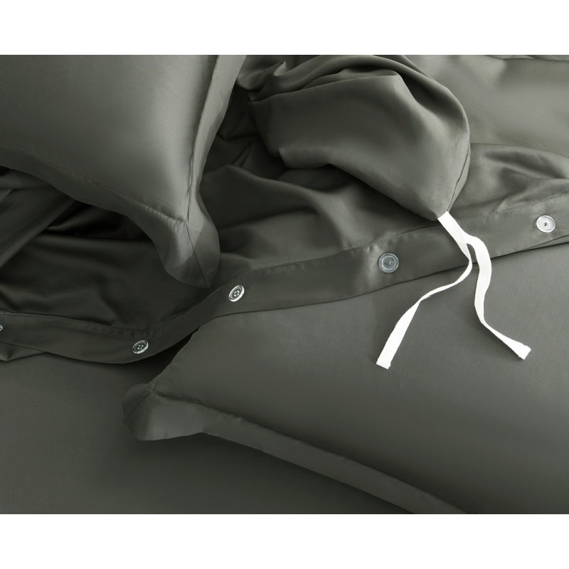 Tencel Lyocell Bedding Collection Silky Cooling Tencel Sateen Duvet Cover Set, King, Slate Gray