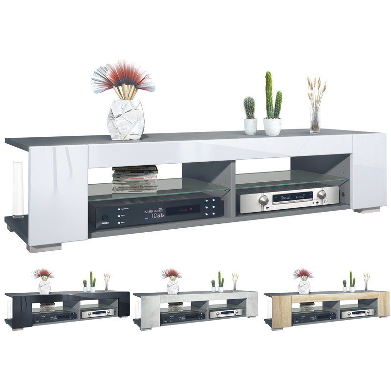 Awura Unfinished TV Stand for TVs up to 65", Glossy White