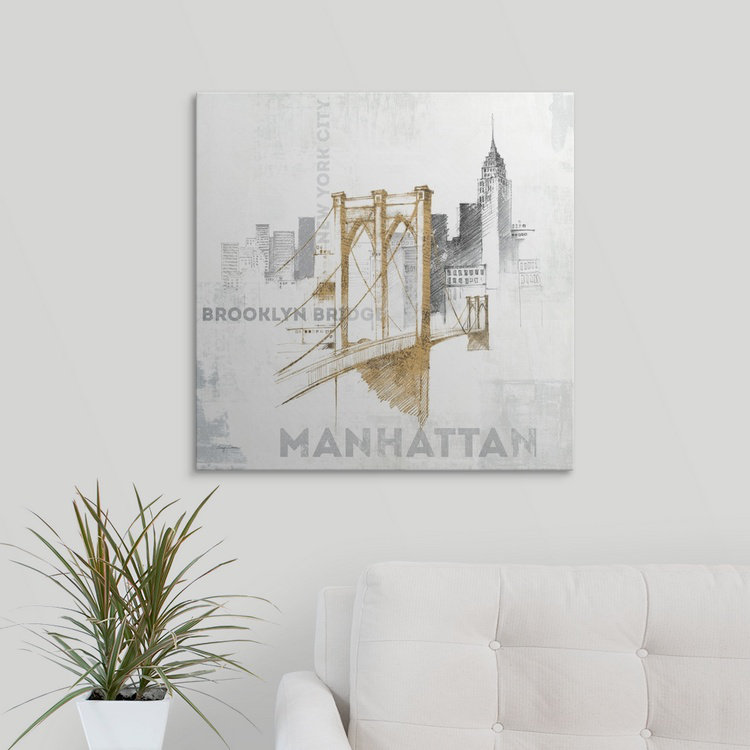«Brooklyn Bridge», impression de Kiralynn, H 35 po x l 35 po x P 1,5 po, Toile