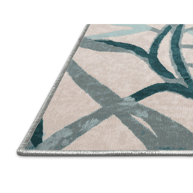 Machine Washable Beige Area Rug, Round 5'