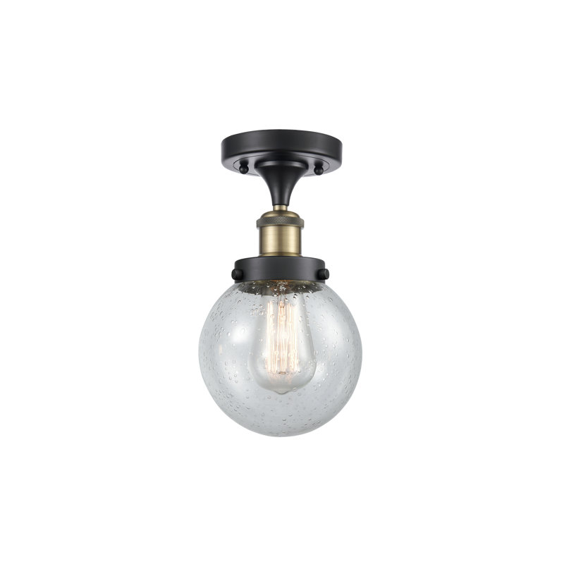 Amadeu Glass Semi Flush Mount, No Bulb Included, Black/Antique Brass, Seedy