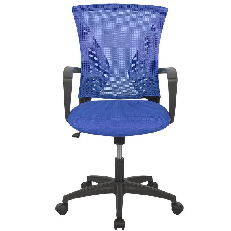 Blue Mesh Swivel Task Chair with Adjustable Arms