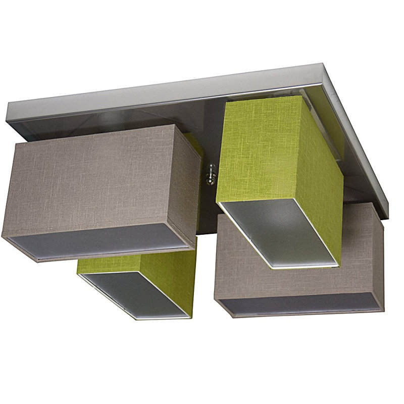 Partridge Fabric Semi Flush Mount, Cappuccino/Green