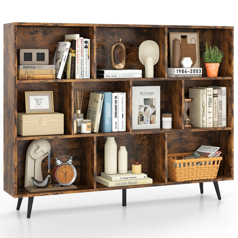 107cm H Metal Standard Bookcase, Brown, (10 Shelves) 107cm H x 140cm W x 24cm D