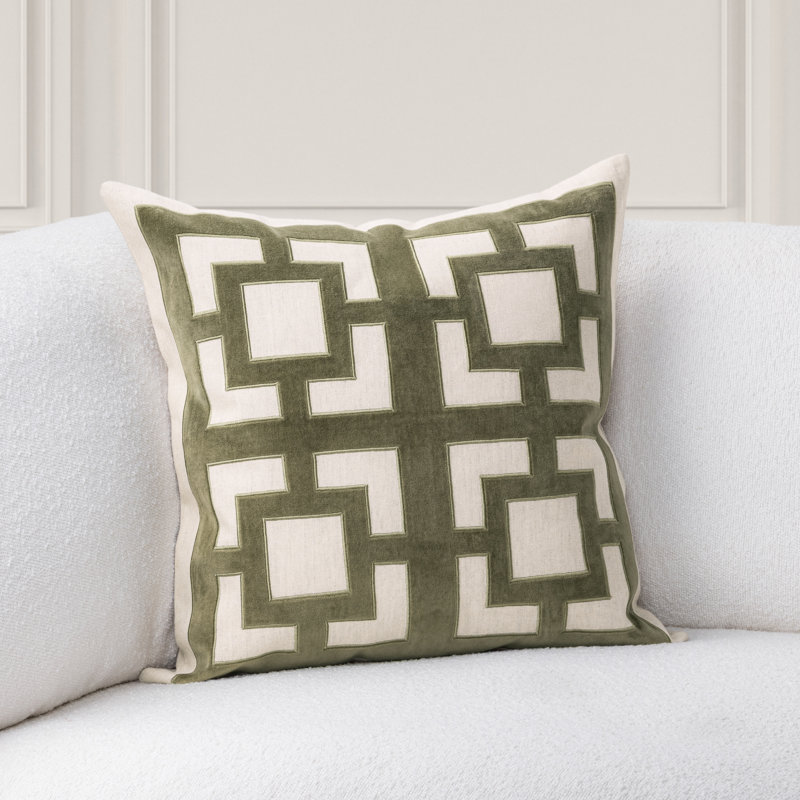 Coussin décoratif en mélange de coton Corbin, Vert olive, Carré 22 po