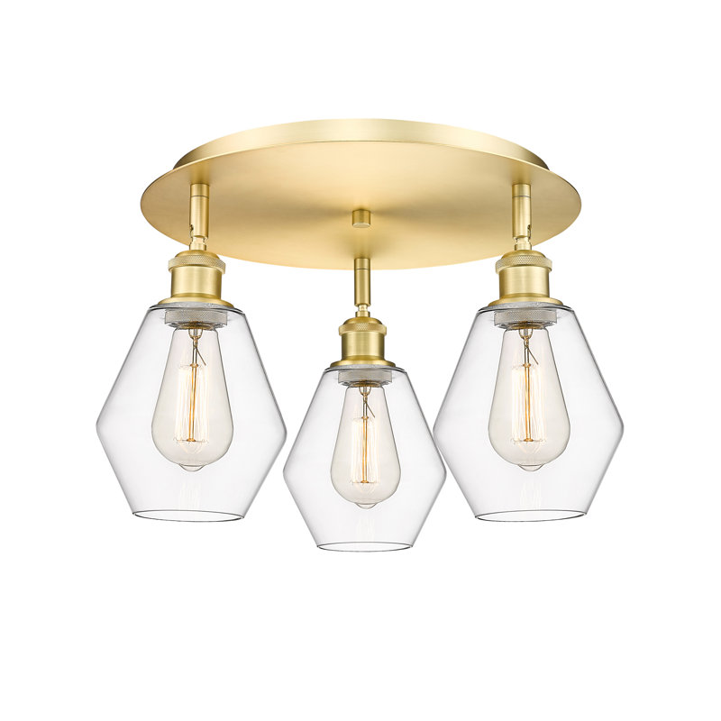 Amylea Glass Flush Mount, Clear, Antique Copper