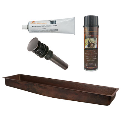 Premier Copper Products BSP5_LREC60DB-P Bathroom Sink And Drain Package