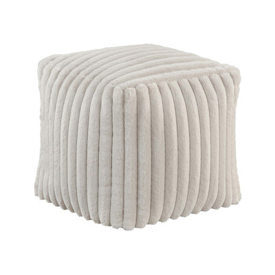 Square Plush Corduroy Ottoman Pouf with Non-Slip Base and Durable Bead Fill for Versatile Seating or Footrest Use.