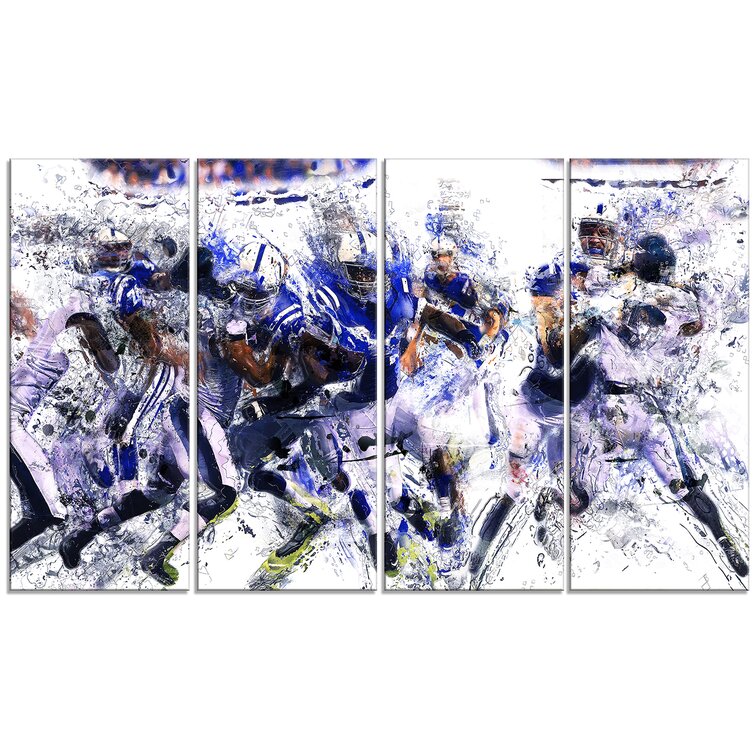 'Football Running Back to Score' 4 Piece Graphic Art on Wrapped Canvas Set
