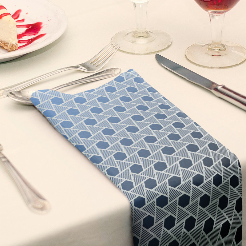 Serviette triangles hexagonals Mcguigan, H 10 po x l 10 po x P 0,1 po, Noir / Bleu, Coton