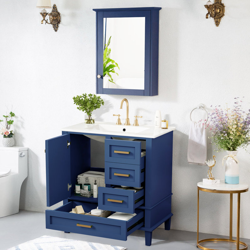 Meuble-lavabo, meuble-lavabo moderne avec lavabo et meuble-lavabo, Bleu