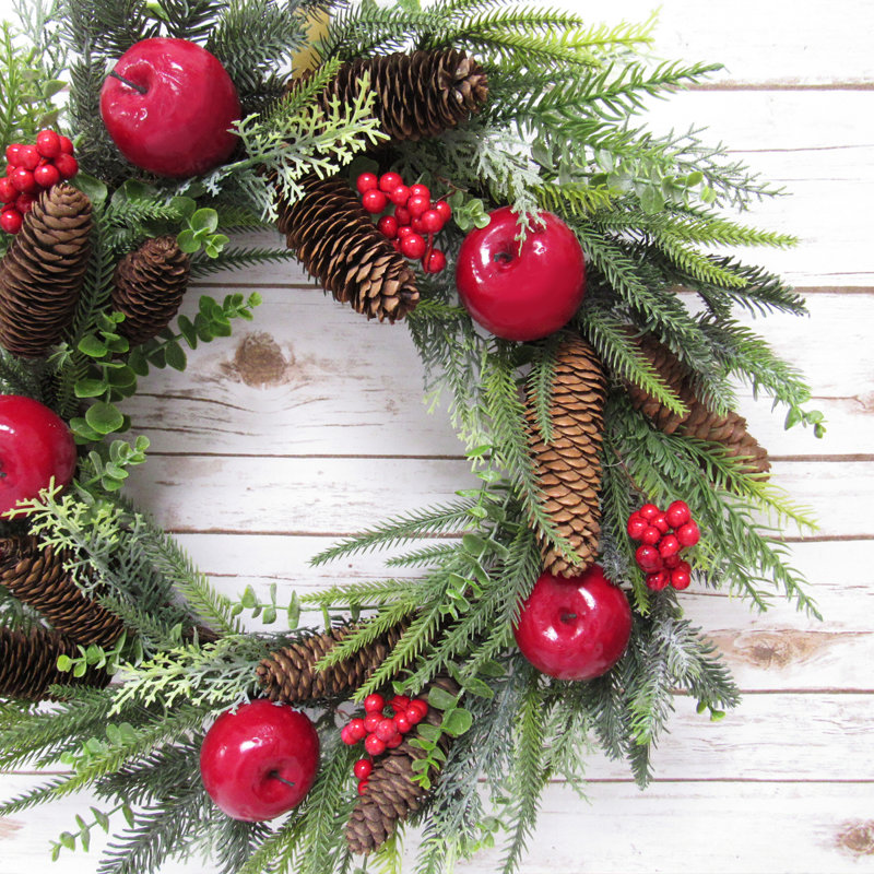 Artificial Mixed Apple Berry Pine Cone Eucalyptus & Pine Christmas Wreath