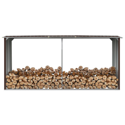 Firewood Rack Log Storage Holder with Roof Galvanized Steel 129.9"