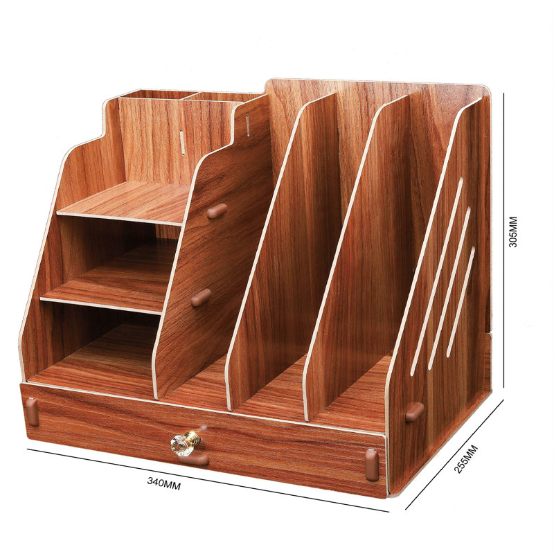 Caja Manufactured Wood Desk Organiser, Brown