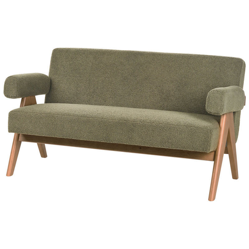 Living Room Set Drumheller Boucle, Dark Brown Wood, Green