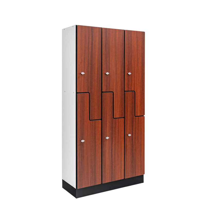 Casier de rangement en bois à 2 compartiments et porte en Z à 3 niveaux, Brown
