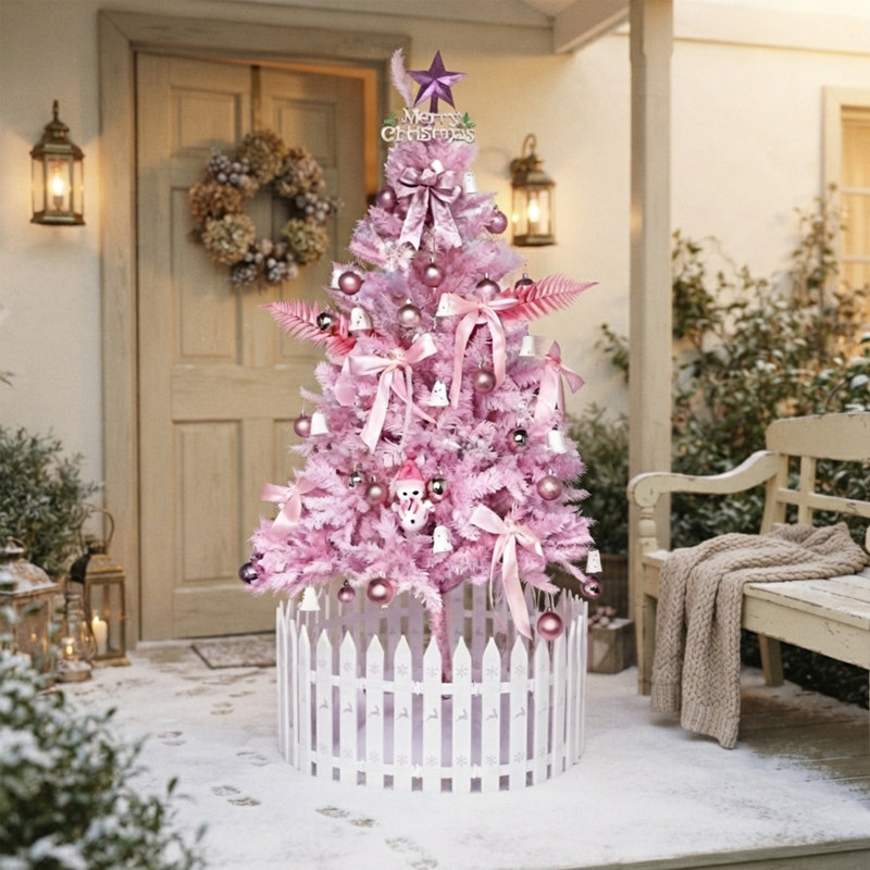 Arbre de Noël artificiel rose 71 pouces