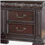 Traditional Bedroom Furniture 2 Drawer Nightstand, Solid Wood Carvings Bedside Table, Dark Cherry