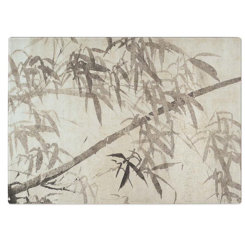 Tempered Glass Bamboo Plant Chopping Board, 39 cm W x 28.5 cm L