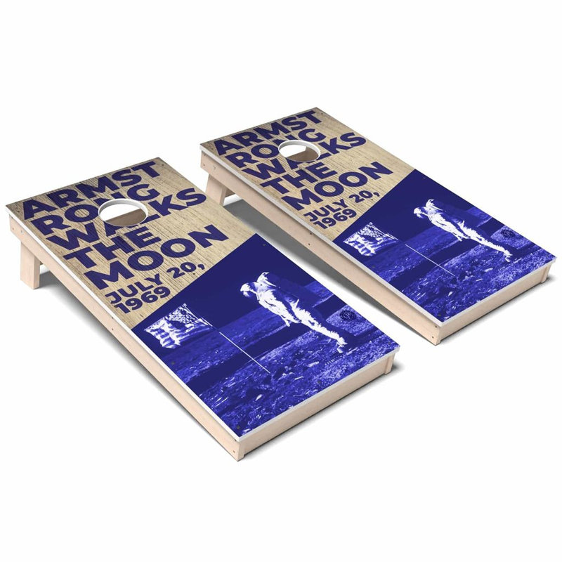Ensemble de planches de cornhole toutes saisons Americana Armstrong Walks the Moon, Ajouter un étui de transport